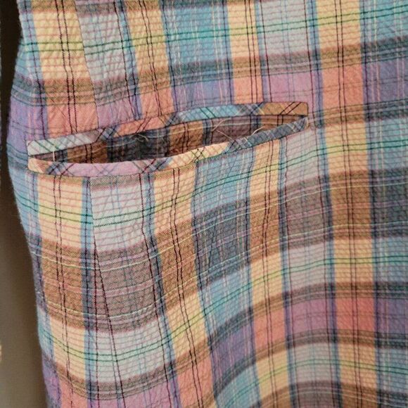 Doncaster Blazer Cotton Lycra Plaid jacket waffle shoulder pads vintage Size 12 - Picture 4 of 13